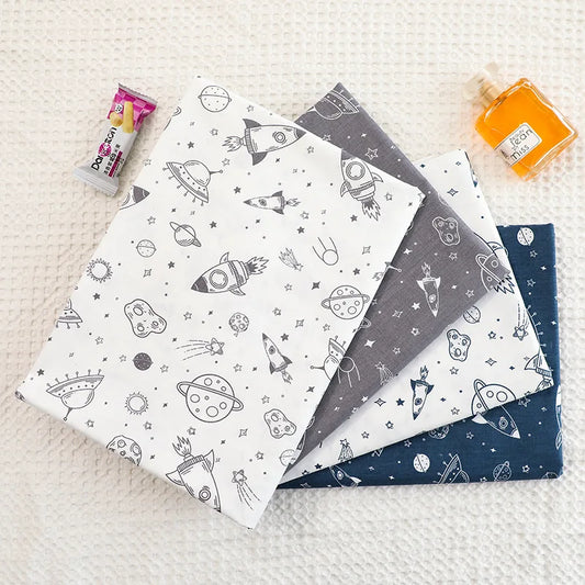 Rocket Stars 100% Cotton Fabric DIY Handmade Sewing Craft Patchwork