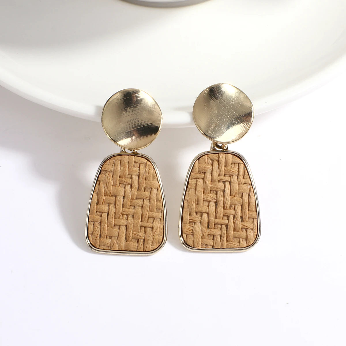AENSOA Boho Handmade Geometric Wooden Drop Earrings
