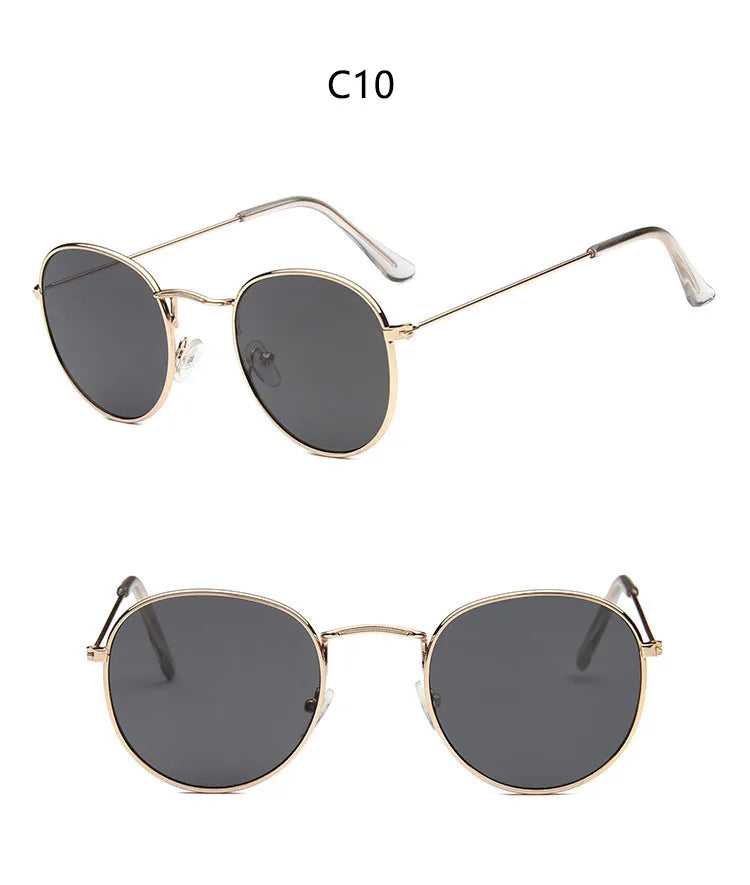 Blue Mirror Round Sunglasses For Women UV400