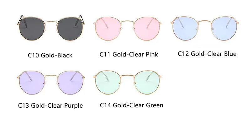 Blue Mirror Round Sunglasses For Women UV400