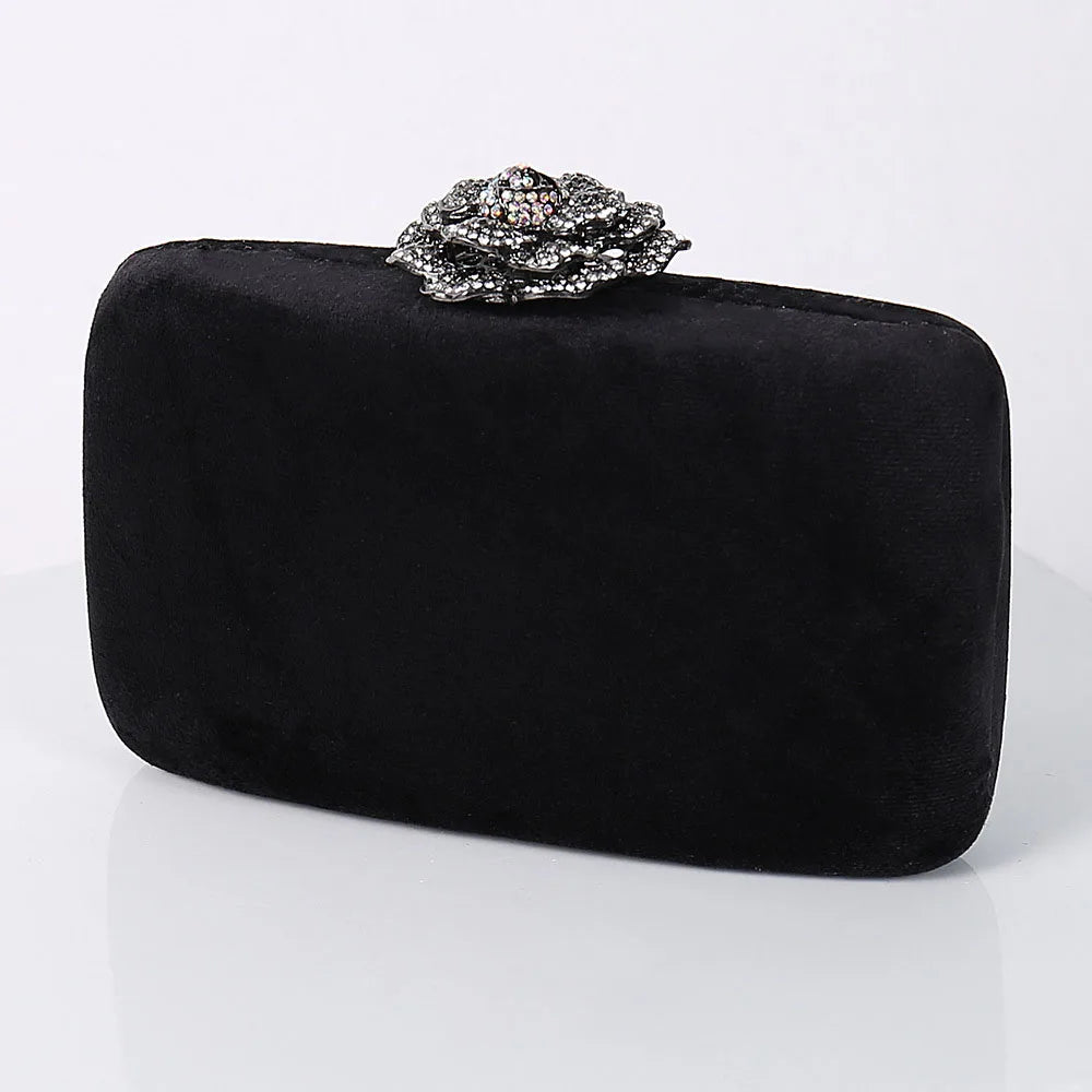 Diamonds Flower Velvet Evening Bag