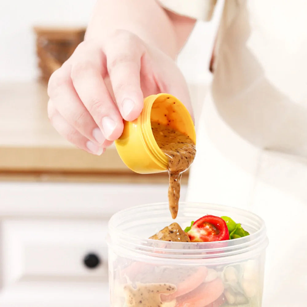 Portable Double-layer Lid with Spoon and Fork Lunch Cup