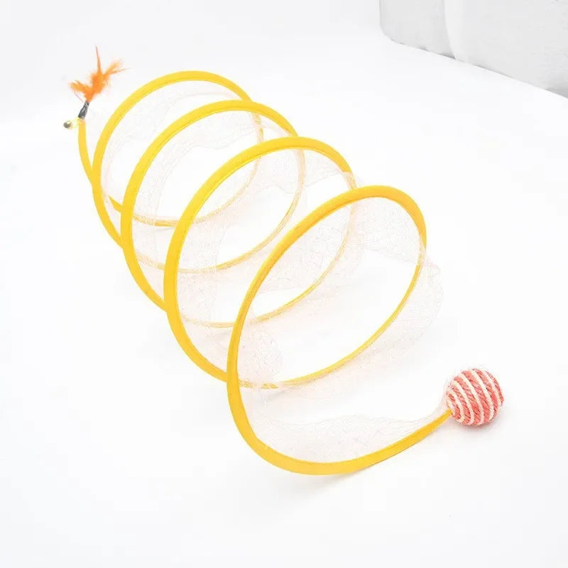S Shape Foldable Cat Tunnel with Crinkle Balls