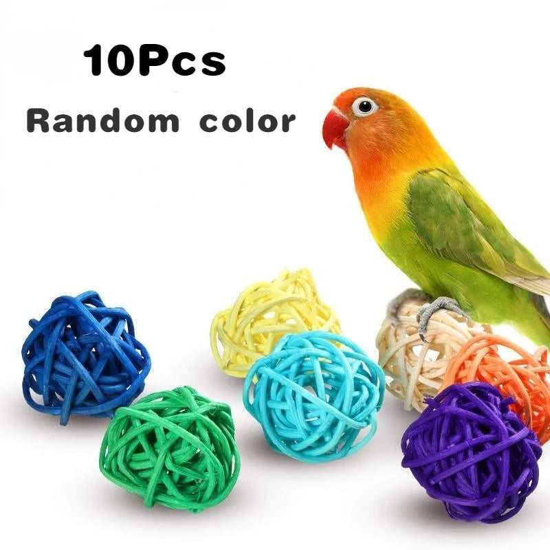 10Pcs Pet Bird Rattan Ball