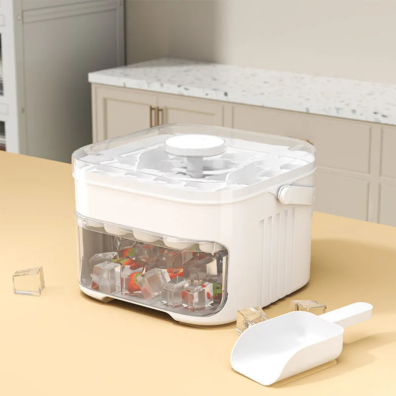 50-Grid Press Ice Cube Maker with Storage Box