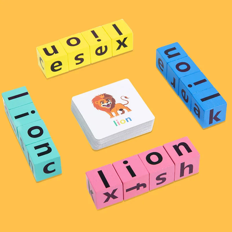 Wooden Word Spelling Game With 40 Cards
