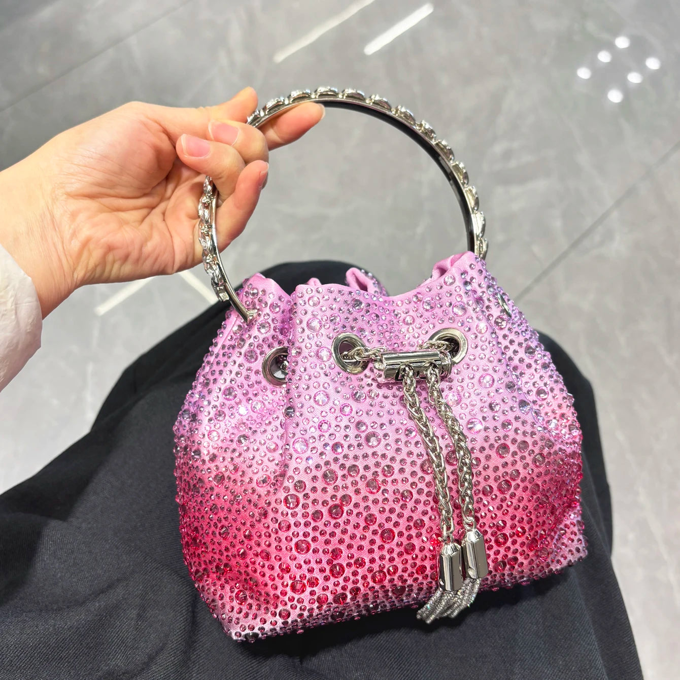 Luxury Rhinestone Bucket Evening Bag