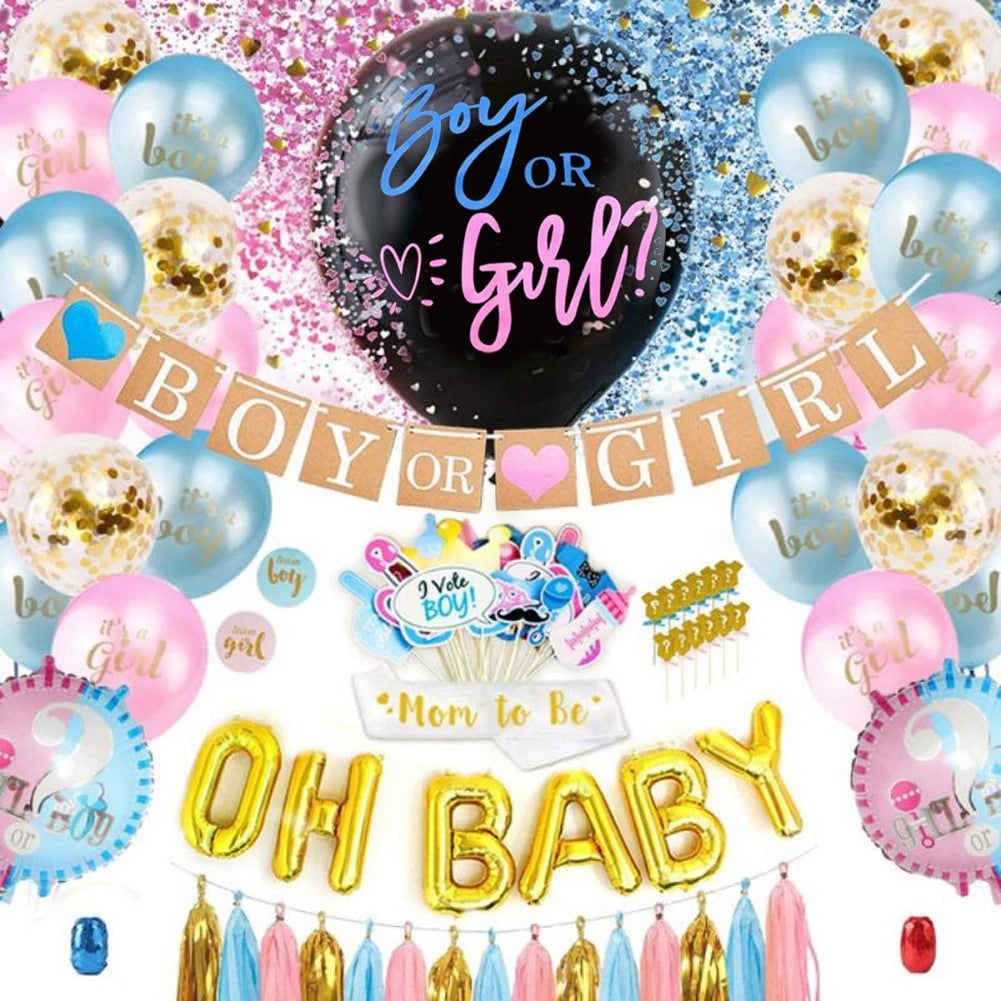 1 Set Giant Boy Or Girl Gender Reveal Black Latex Balloon