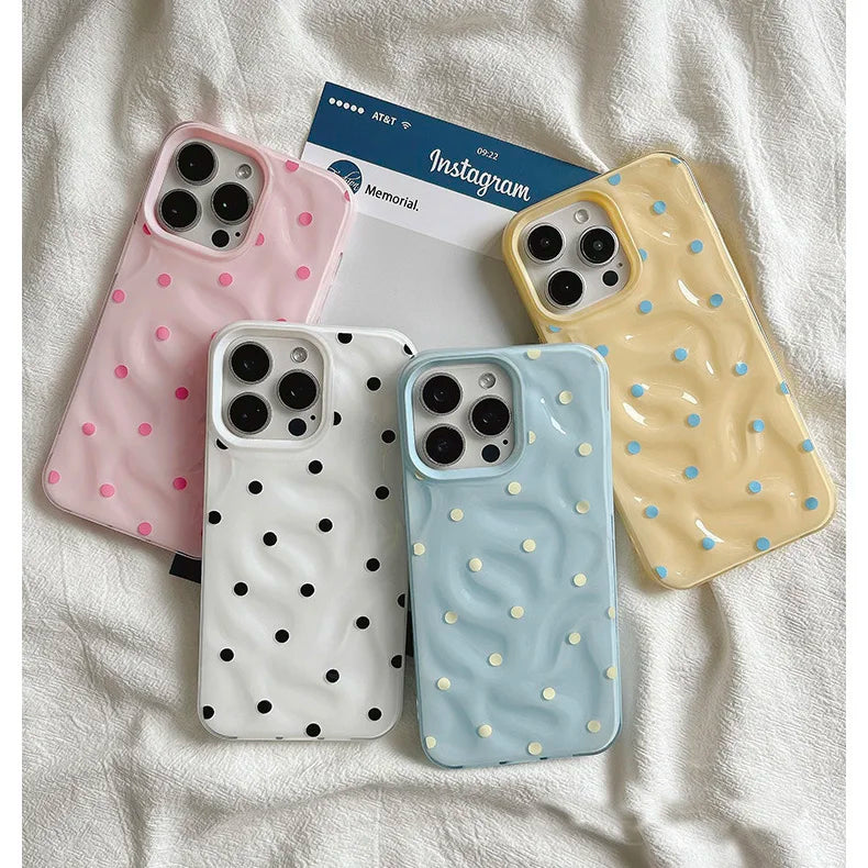 Love Polka Dot Folds Texture Phone Case For IPhone