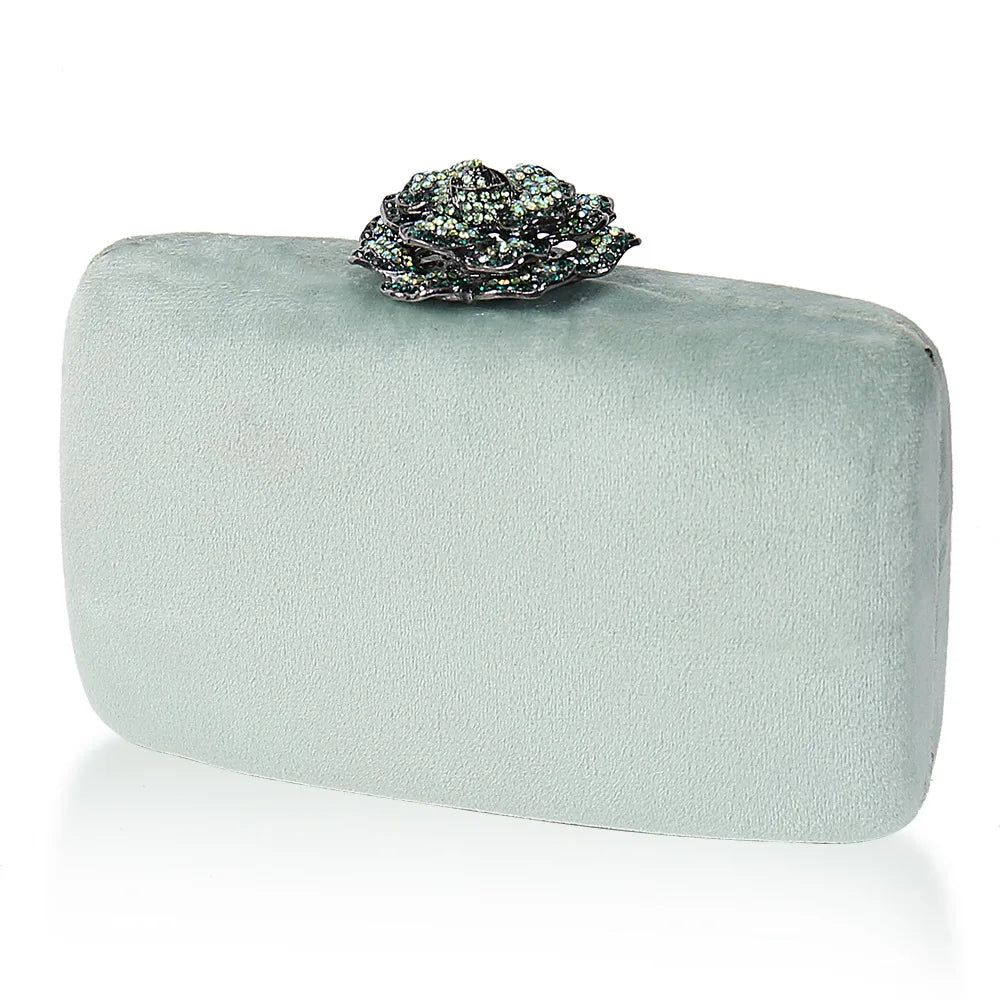 Diamonds Flower Velvet Evening Bag
