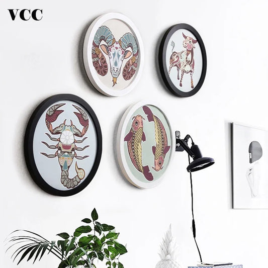Round Wooden Wall Hanging Photo Frame
