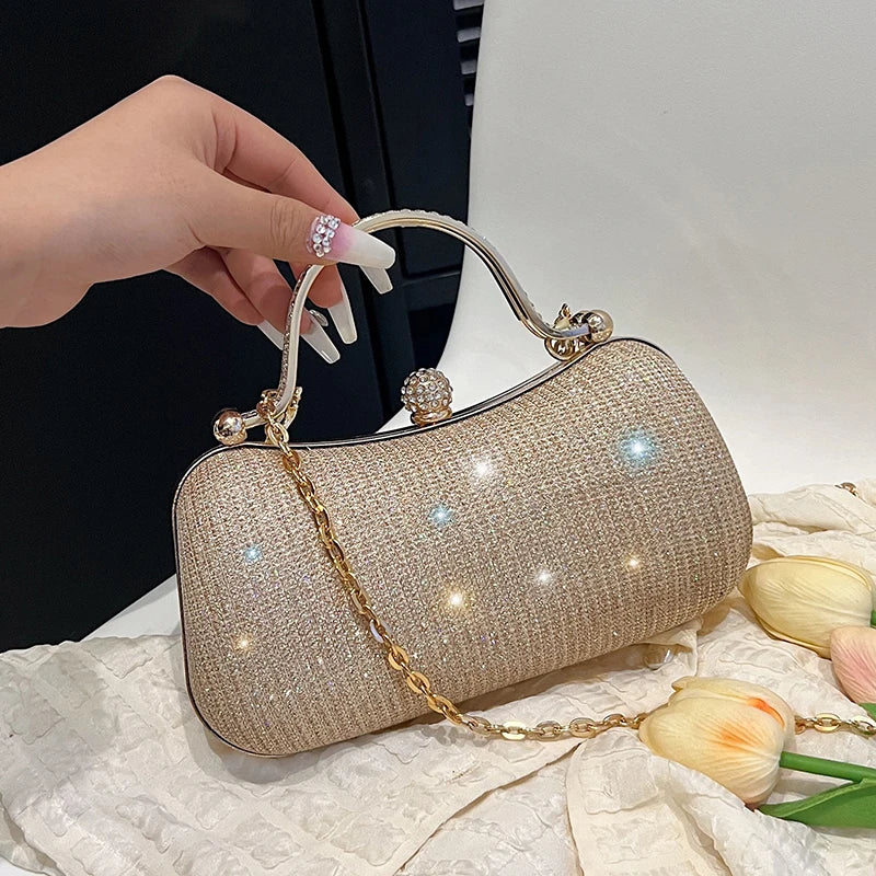 Crystal Studded Barrel Evening Bag