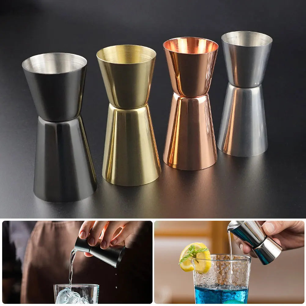 15/30ml or 25/50ml Stainless Steel Cocktail Shaker Measure Cup