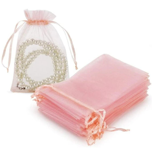 50Pcs Pink Organza Jewelry Small Bag for Earrings