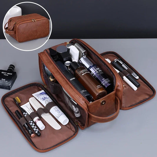 Travel PU Leather Toiletry Organizer Bag