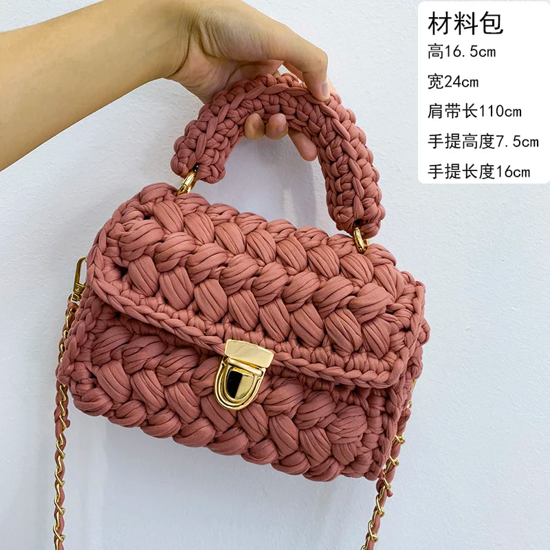 Woven Rope Flap Crossbody Handbag