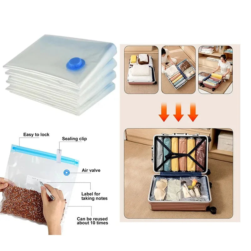Durable Vacuum Storage Bag Set with Manual Pump