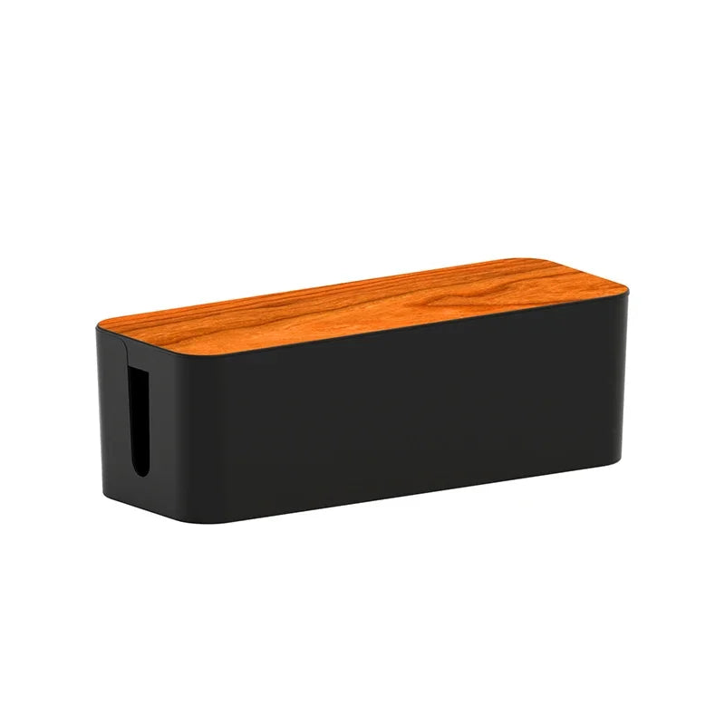 Cable Management Box with Bamboo-Style Lid