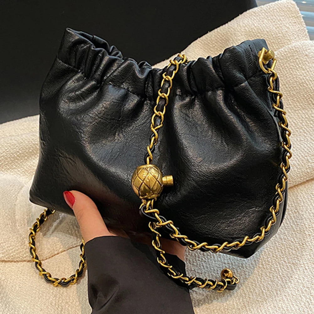 Pleated Chain Shoulder Bag for Women