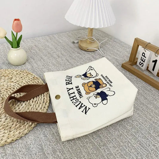 Cute Bear Canvas Mini Tote Bag