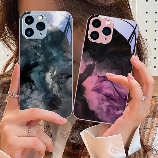 Tempered Glass Marble Effect iPhone Case