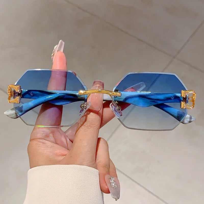 Vintage Rimless Polygon Sunglasses