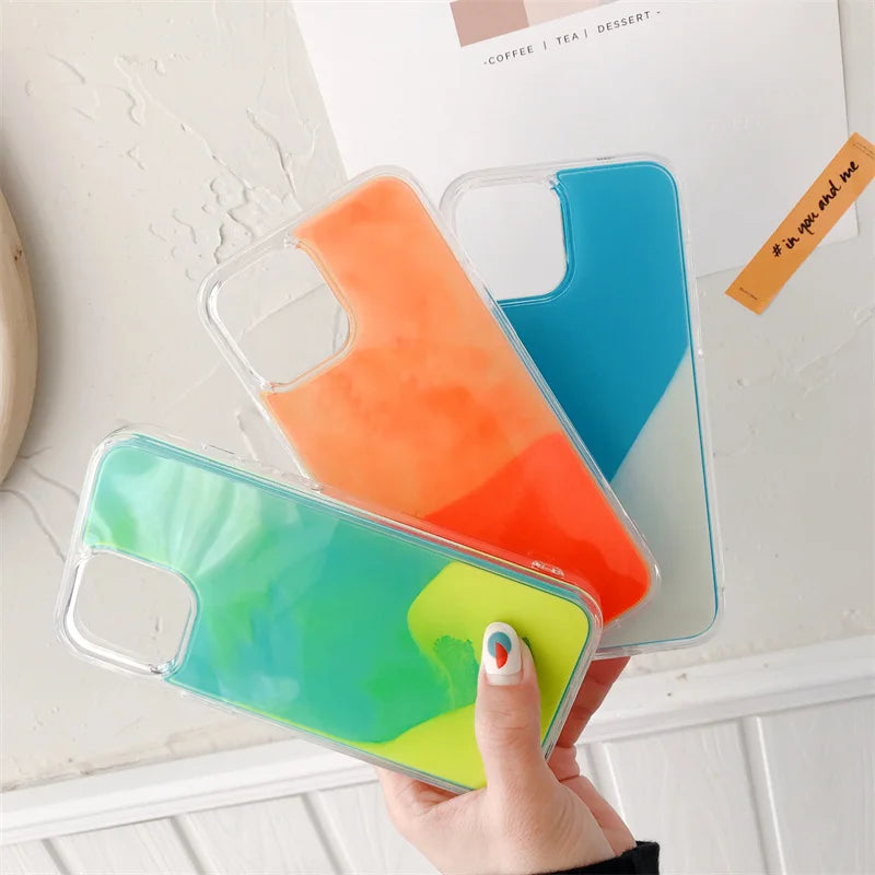 Moving Sand Luminous Phone Case For iPhone
