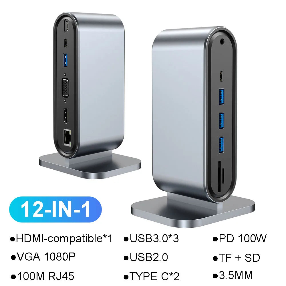 USB-C Docking Station – Up to 12-in-1 Hub