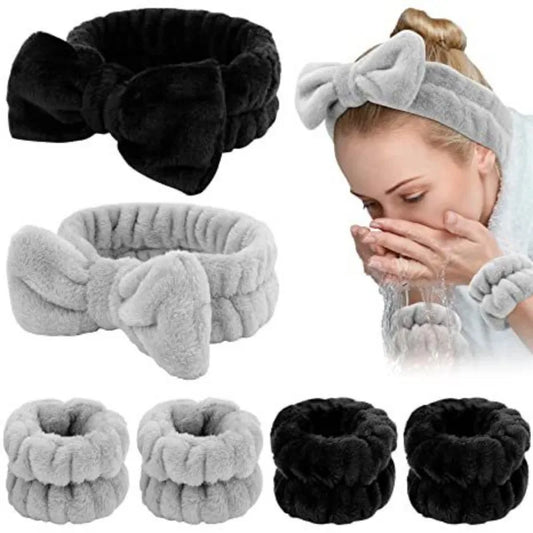 3Pcs/Set Face Wash Headband With Wrist Bands