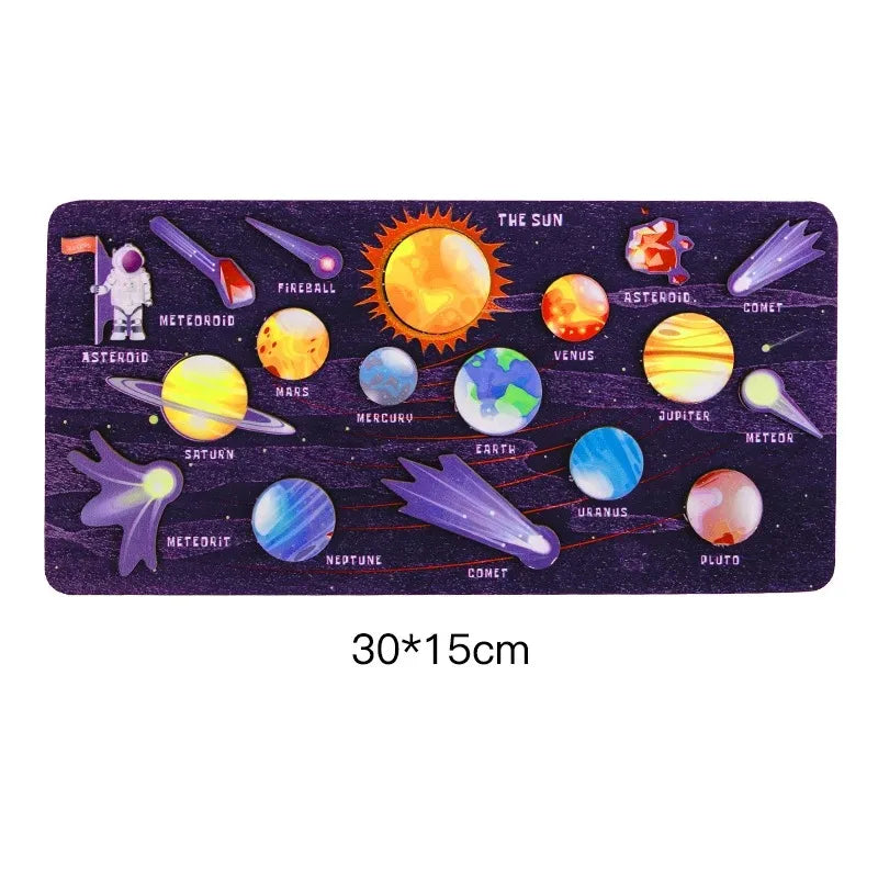 Children Montessori Wooden Solar System Planets Game