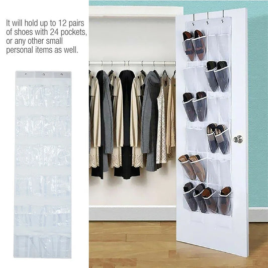 Wall-Mounted Shoe Organizer with 24 Pockets