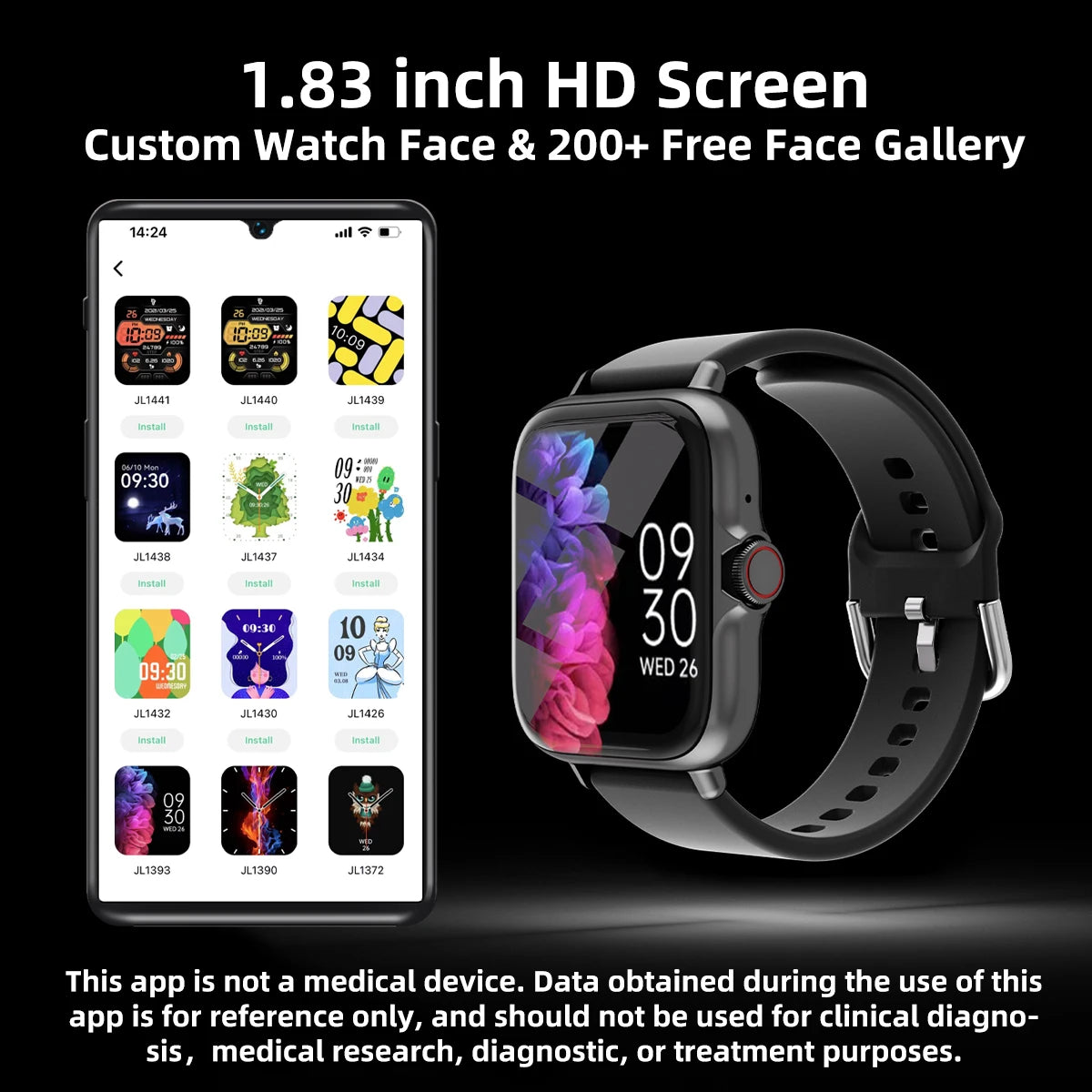 1.83'' Waterproof Smart Watch with Message Answer