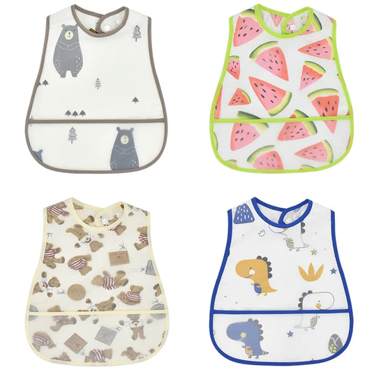 Cartoon Pattern EVA Waterproof Pocket Lunch Feeding Bibs