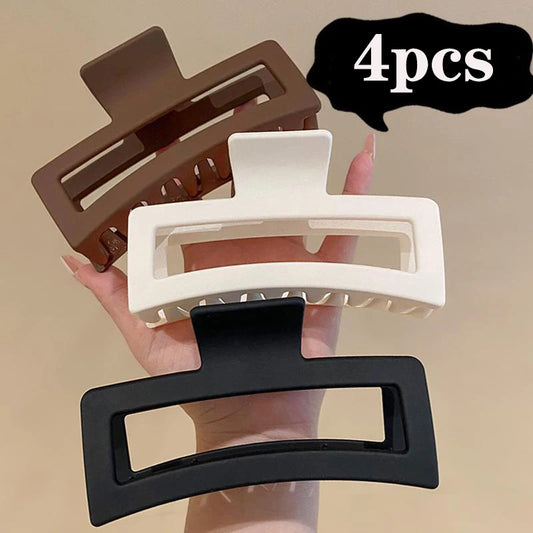 Solid Color Square Hair Claw Clips Set