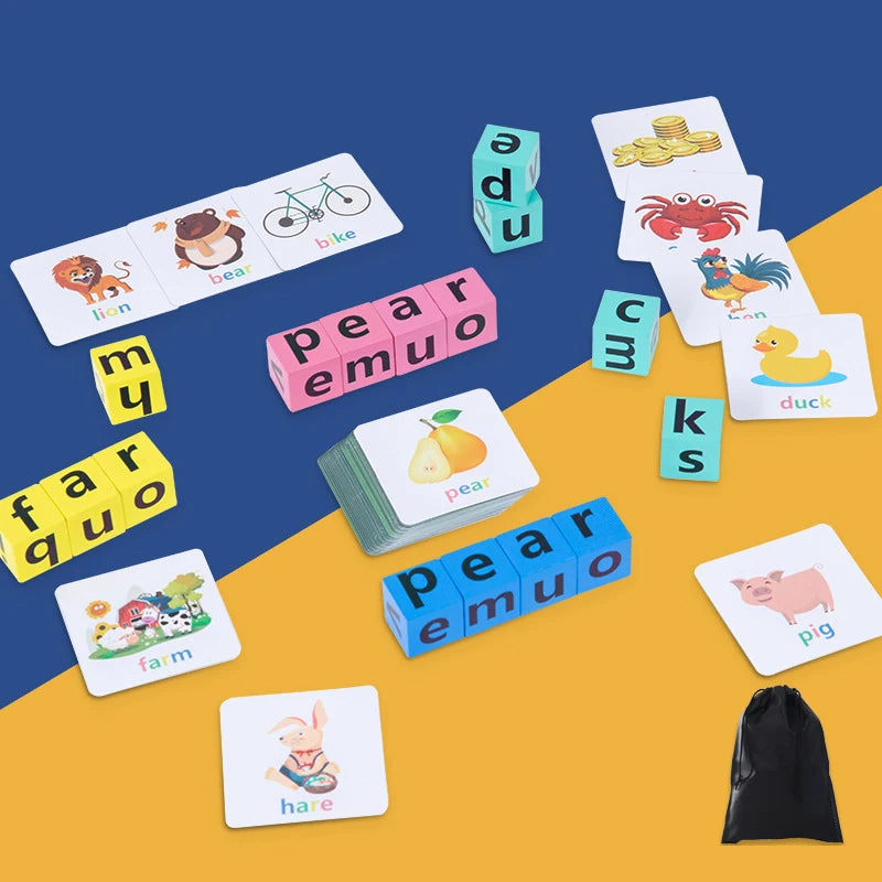 Wooden Word Spelling Game With 40 Cards