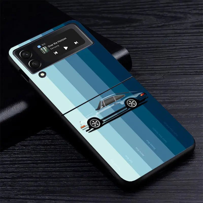 Car Blue Orange Stripe Z Flip Case