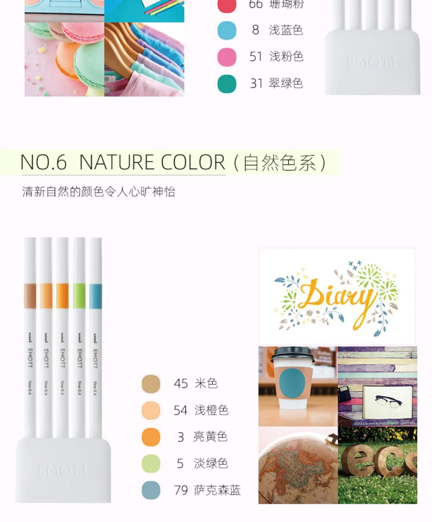 5pc Uni EMOTT Fiber Marker Pen water-based