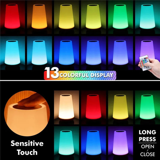 Rechargeable RGB Bedside Lamp with Remote Control