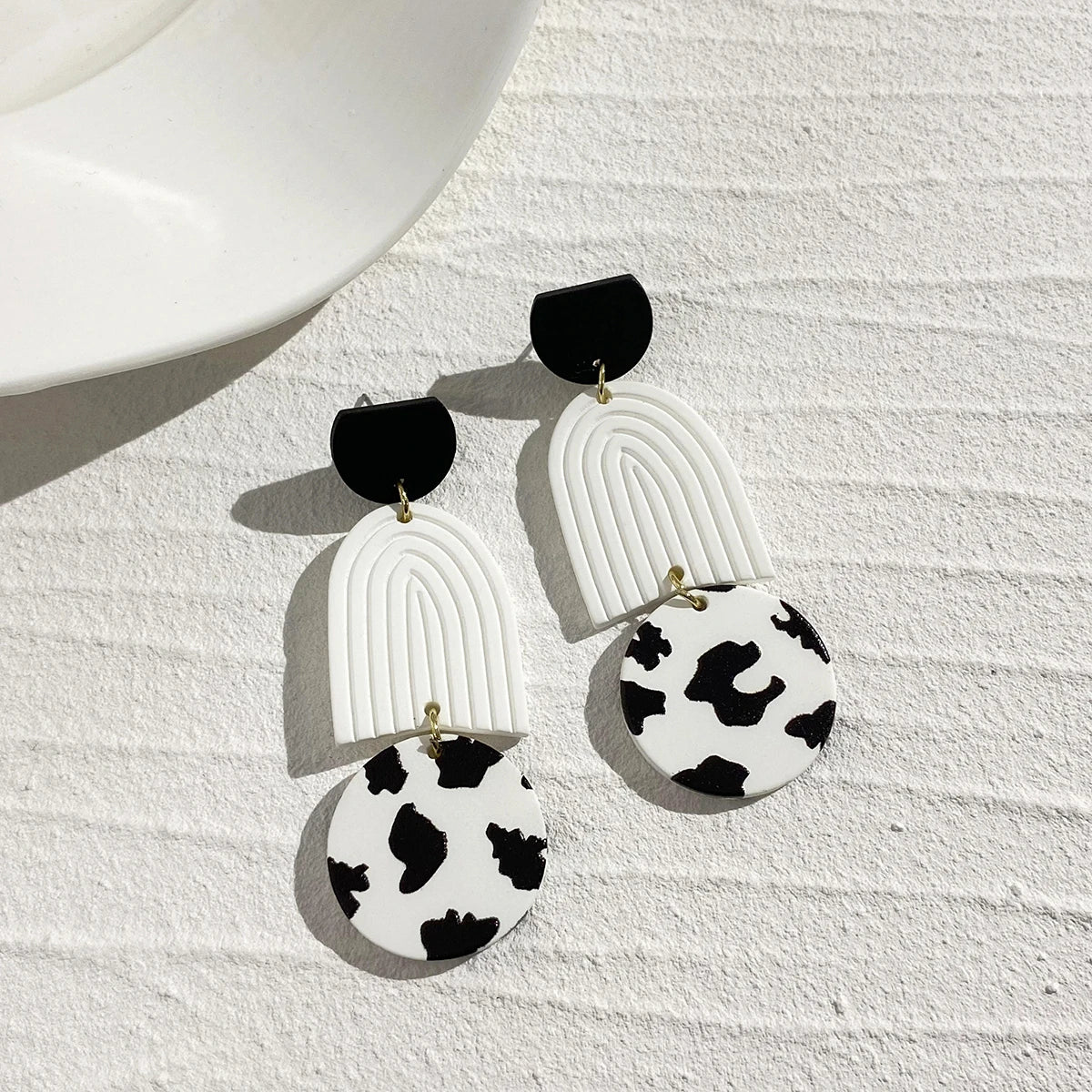 AENSOA Colorful Painted Pattern Acrylic Drop Earrings
