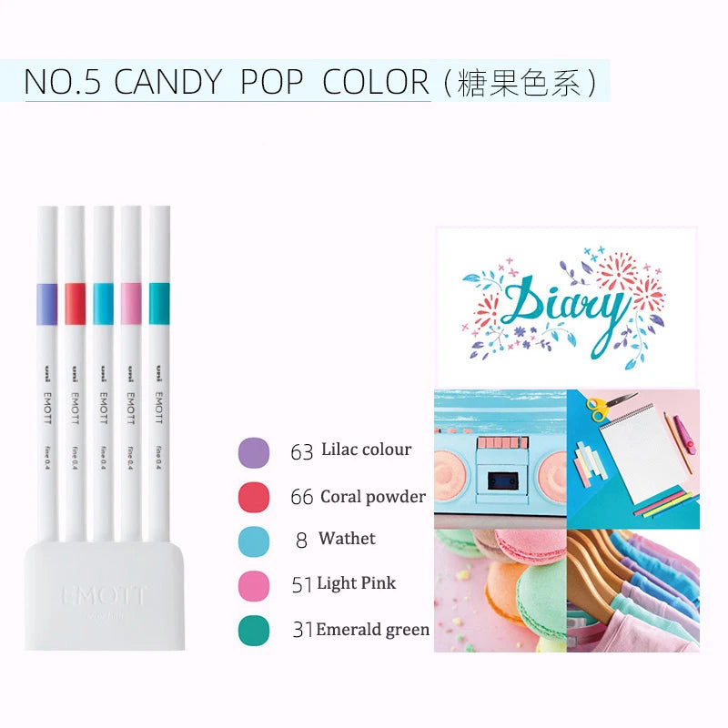 5pc Uni EMOTT Fiber Marker Pen water-based