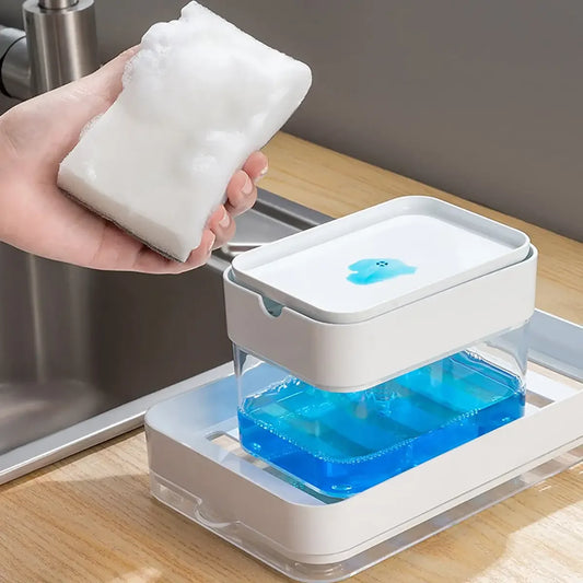 Press Type Soap Dispenser With Sponge