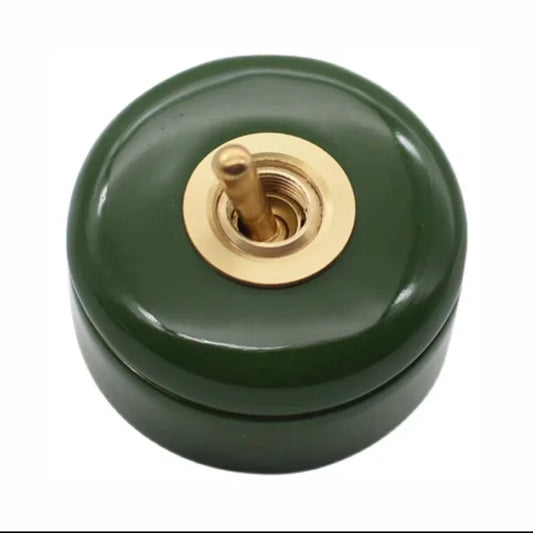 Retro Round Ceramic Toggle Wall Light Switch