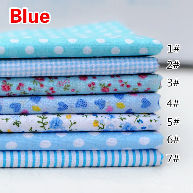 7Pcs/Set 25cmx25cm Square Cotton Fabric Printed For Patchwork