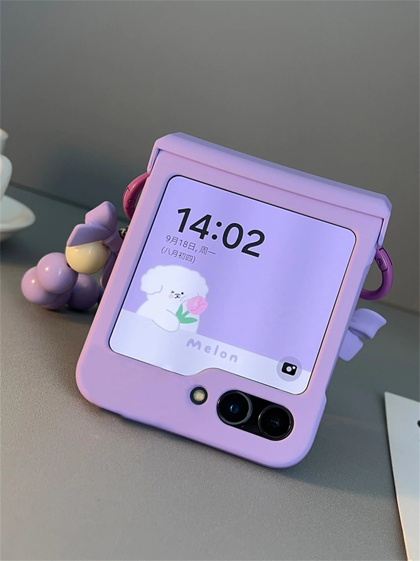 Purple White Bow Bracelet Phone Case for Samsung