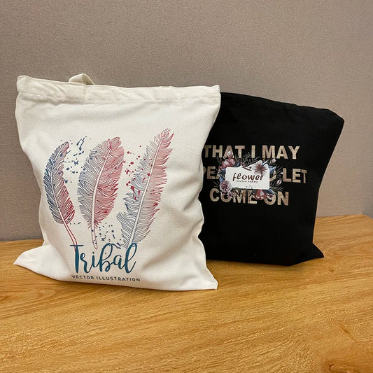 Cartoon Print Canvas Tote Bag