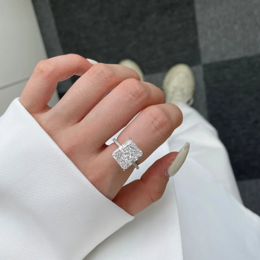 WUIHA Real 925 Sterling Silver 8CT White Sapphire Ring