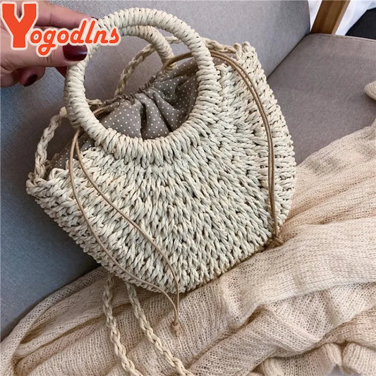 Handmade Half-Moon Straw Bag