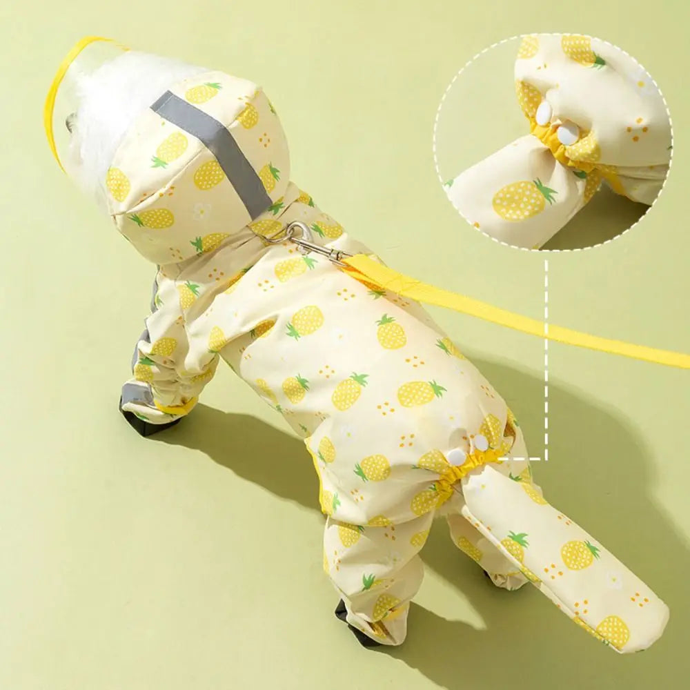 Waterproof Dog Hooded Raincoat with Reflective Design