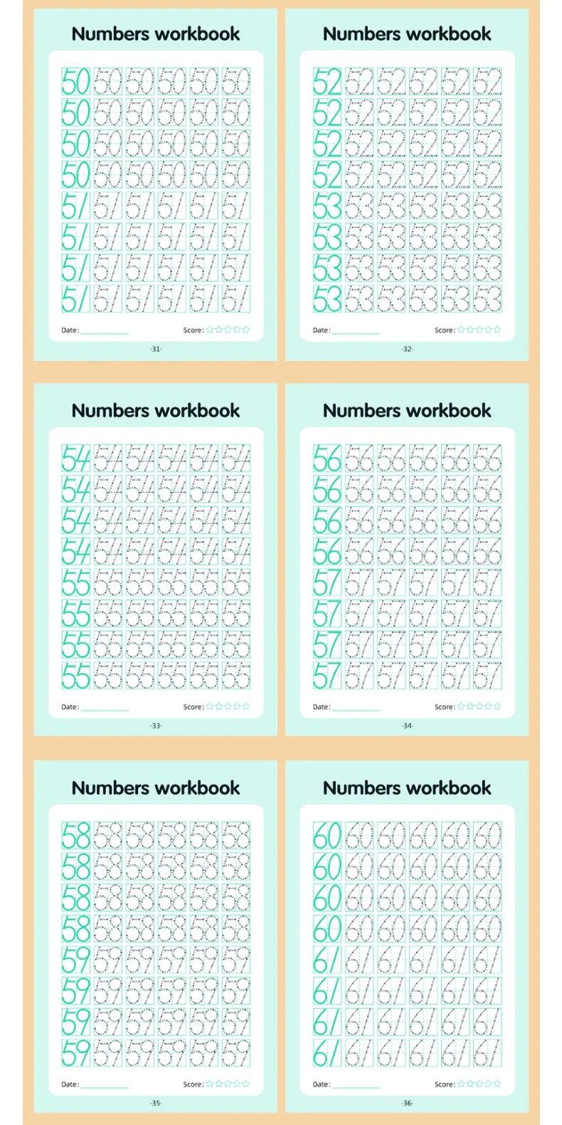 0–100 Number Tracing Practice Workbook