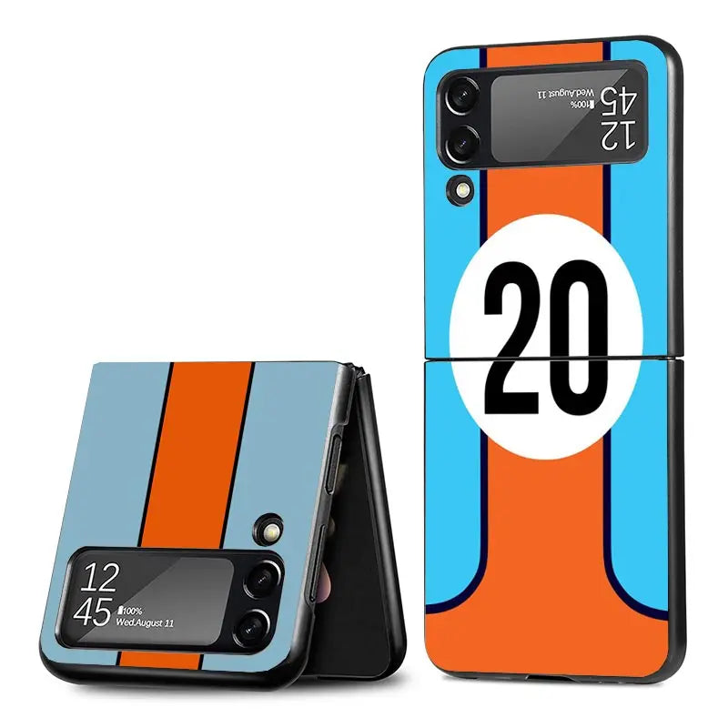 Car Blue Orange Stripe Z Flip Case